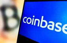 Coinbase logo on cellphone screen