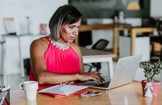 woman working on a laptop